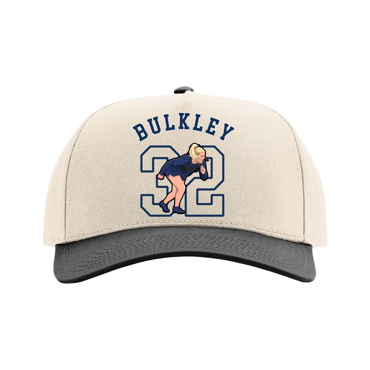 Full Fabric Five-Panel Champ Cap — Shirsey Arch in Cream/Black