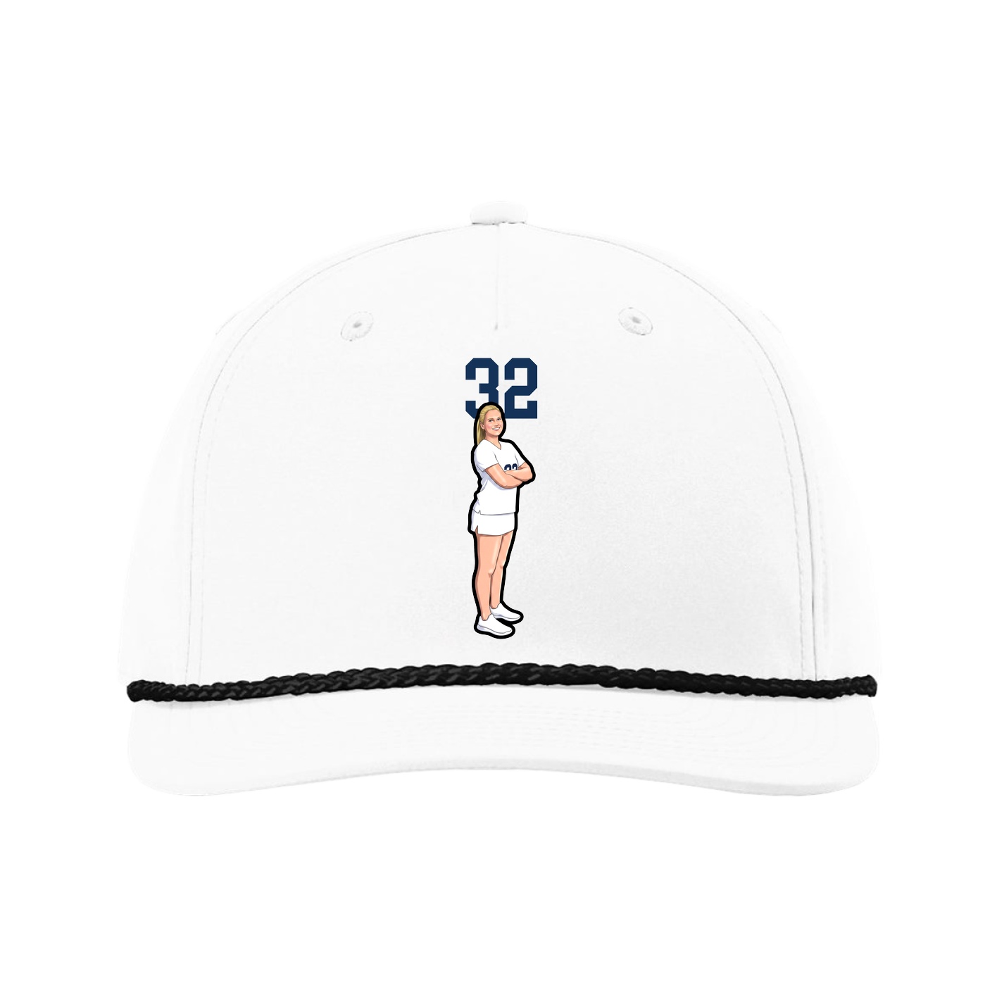 Five-Panel Classic Rope Cap — Number Top in White