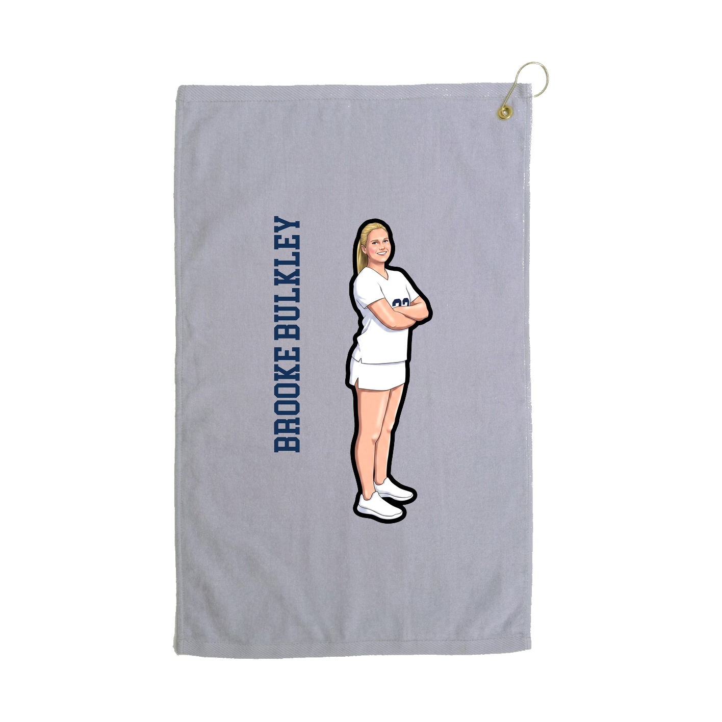 Golf Towel — Name Vertical in Grey