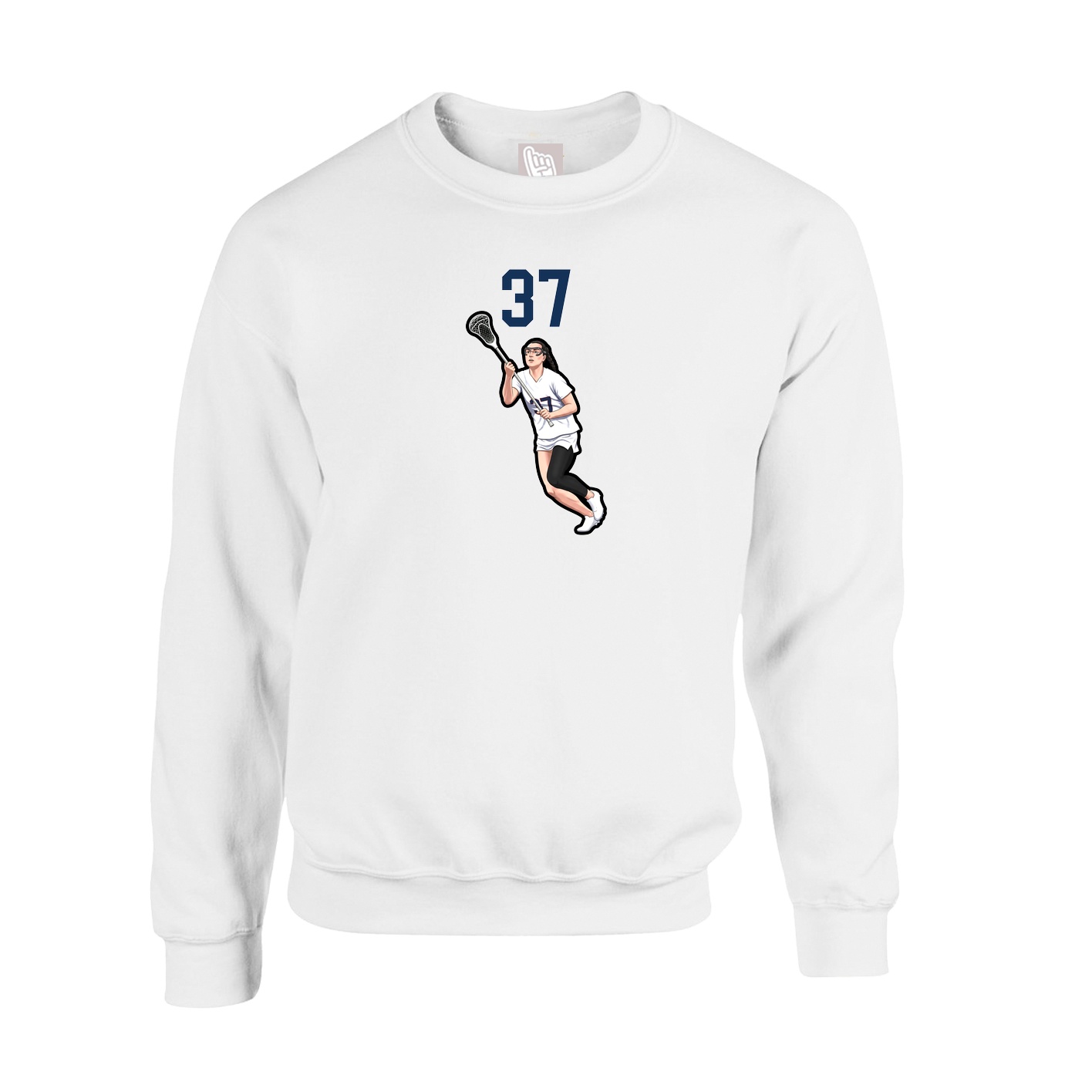 Fleece Crew — Number Top in White