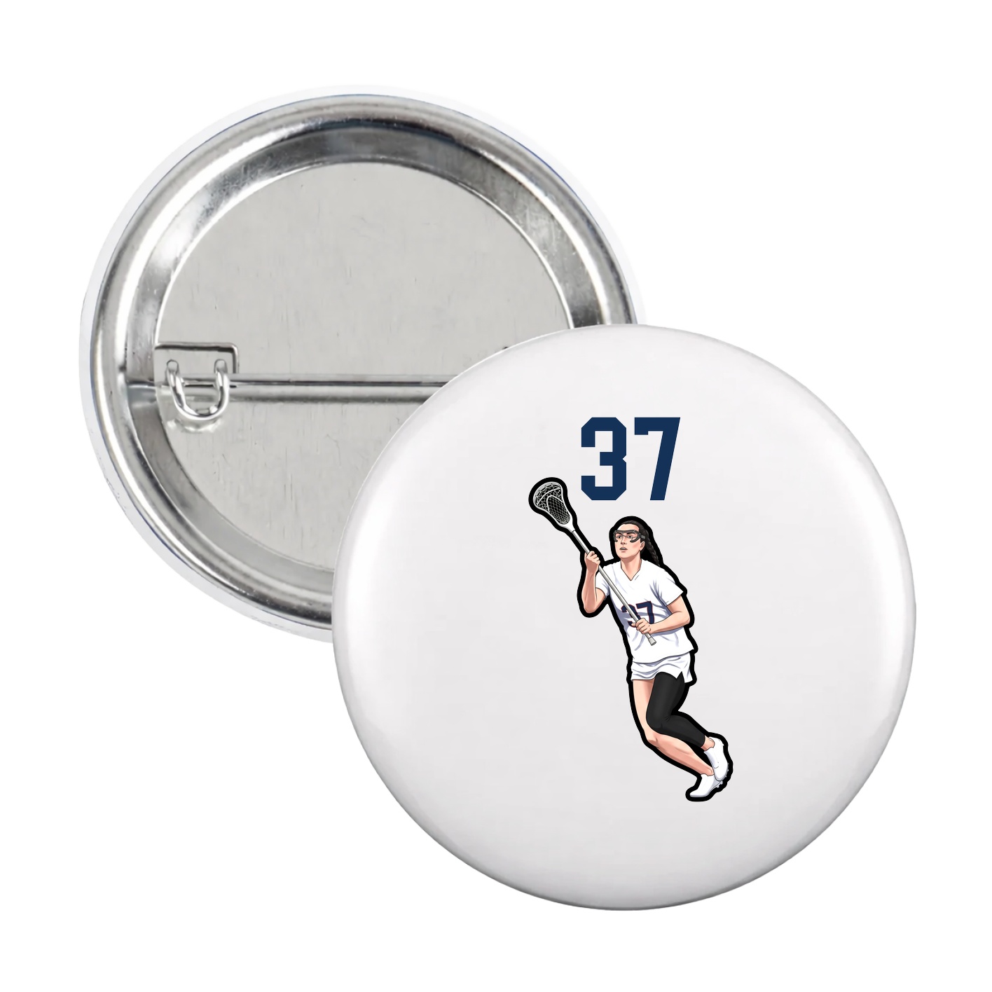 Game Day Button — Number Top in White