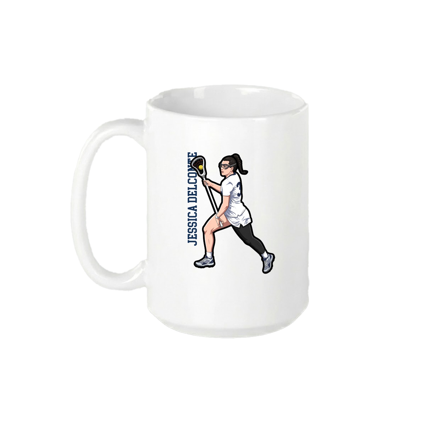 15oz Coffee Mug — Name Vertical in White