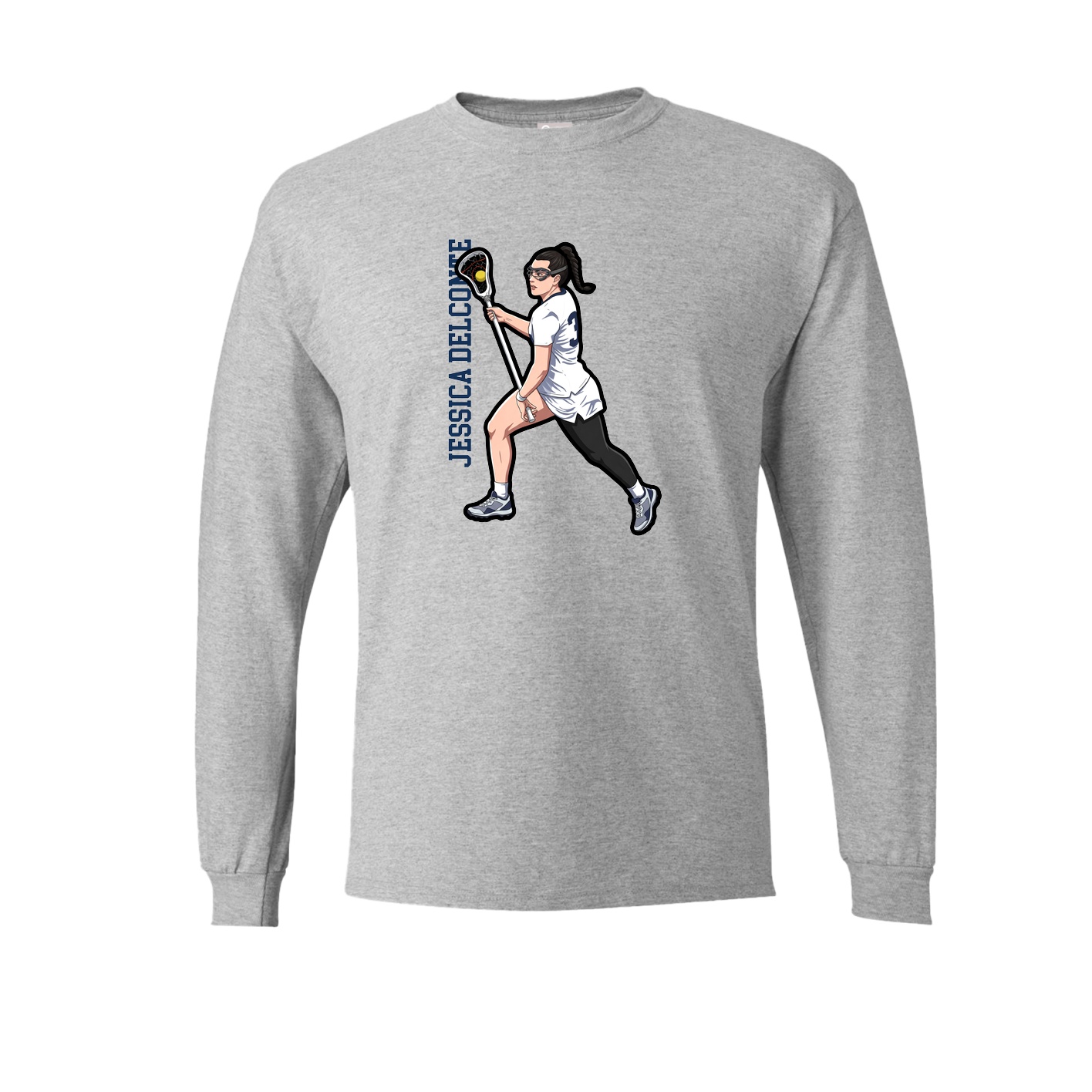 Long Sleeve Tee — Name Vertical in Grey