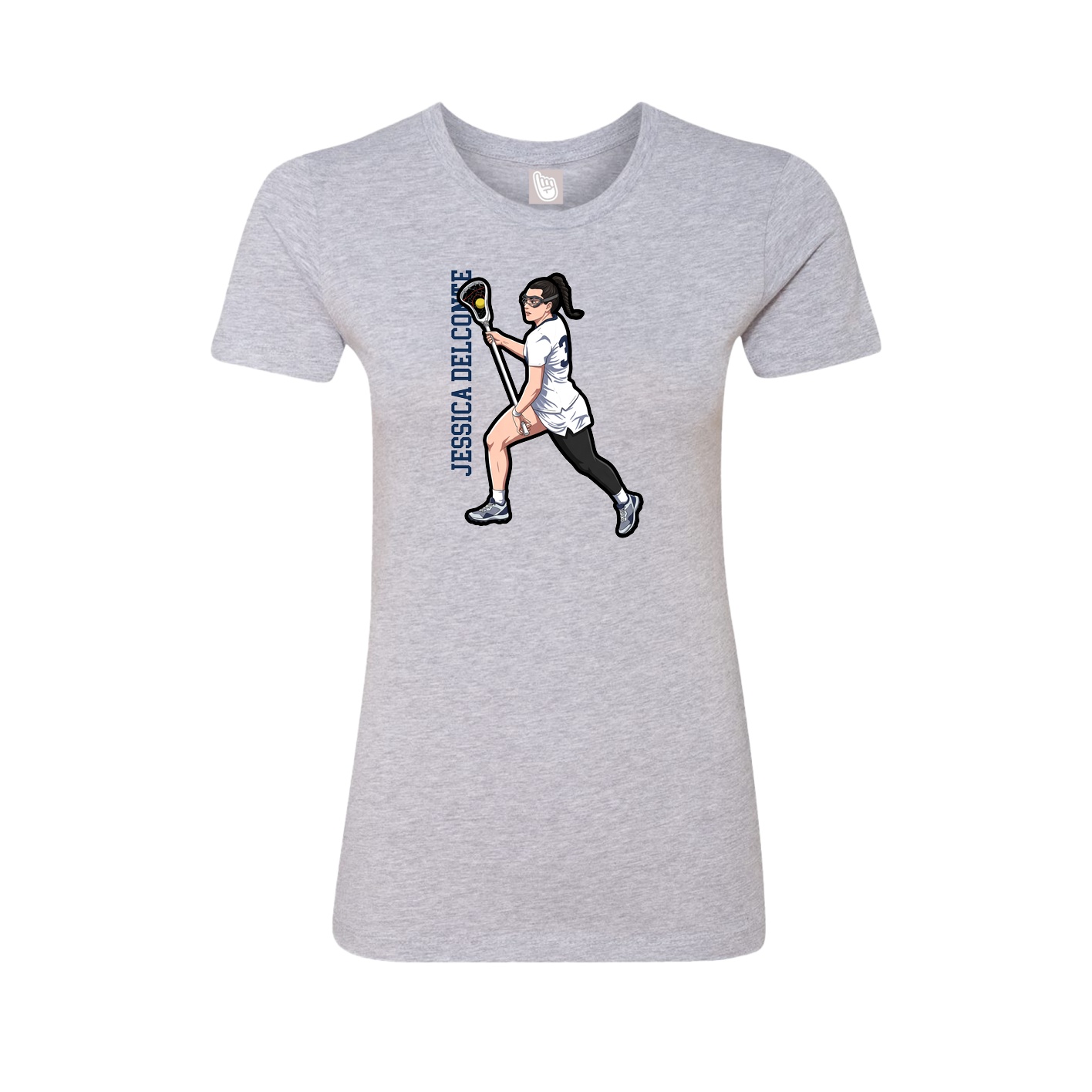 Fitted Women's Tee — Name Vertical in Grey