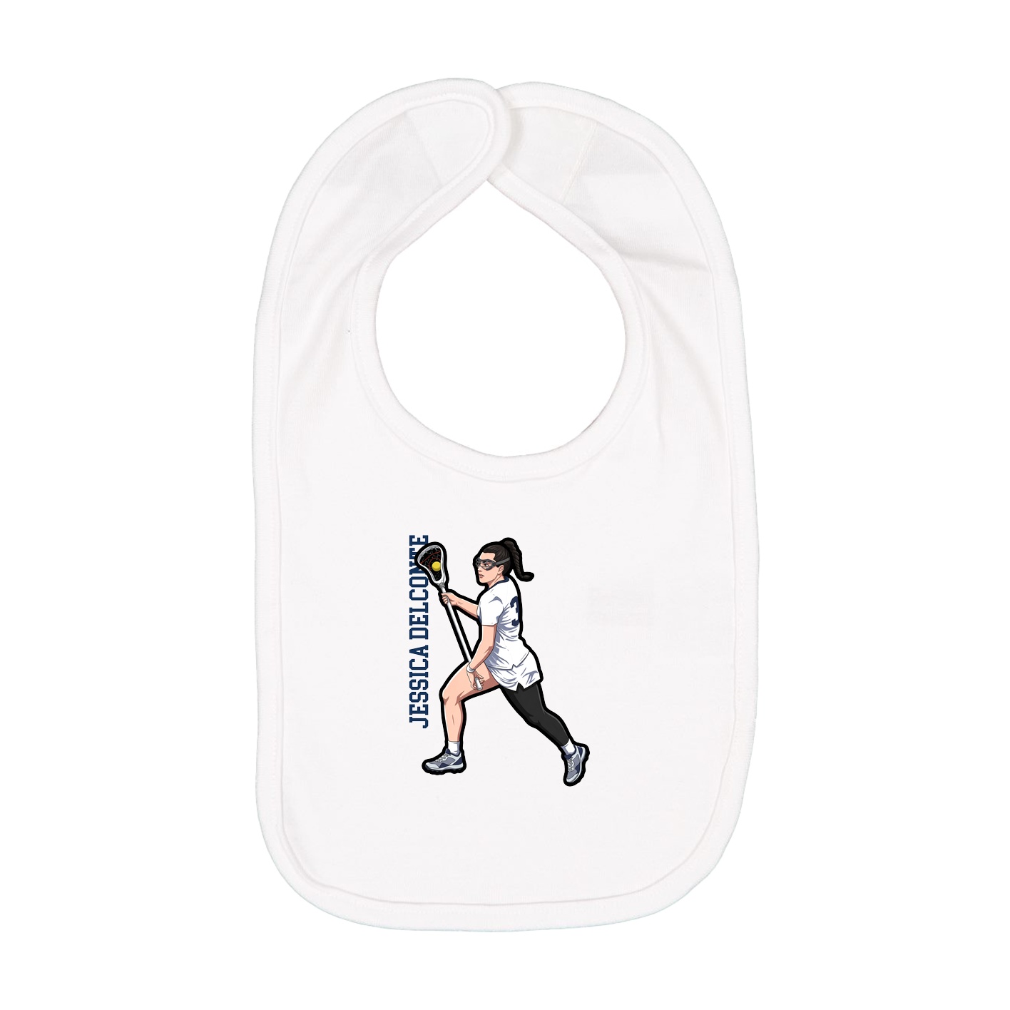 Infant Bib — Name Vertical in White