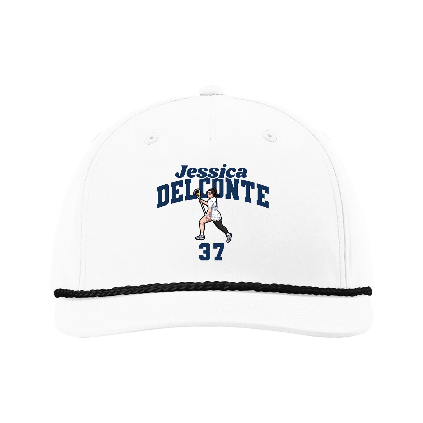 Five-Panel Classic Rope Cap — Signature Arch in White