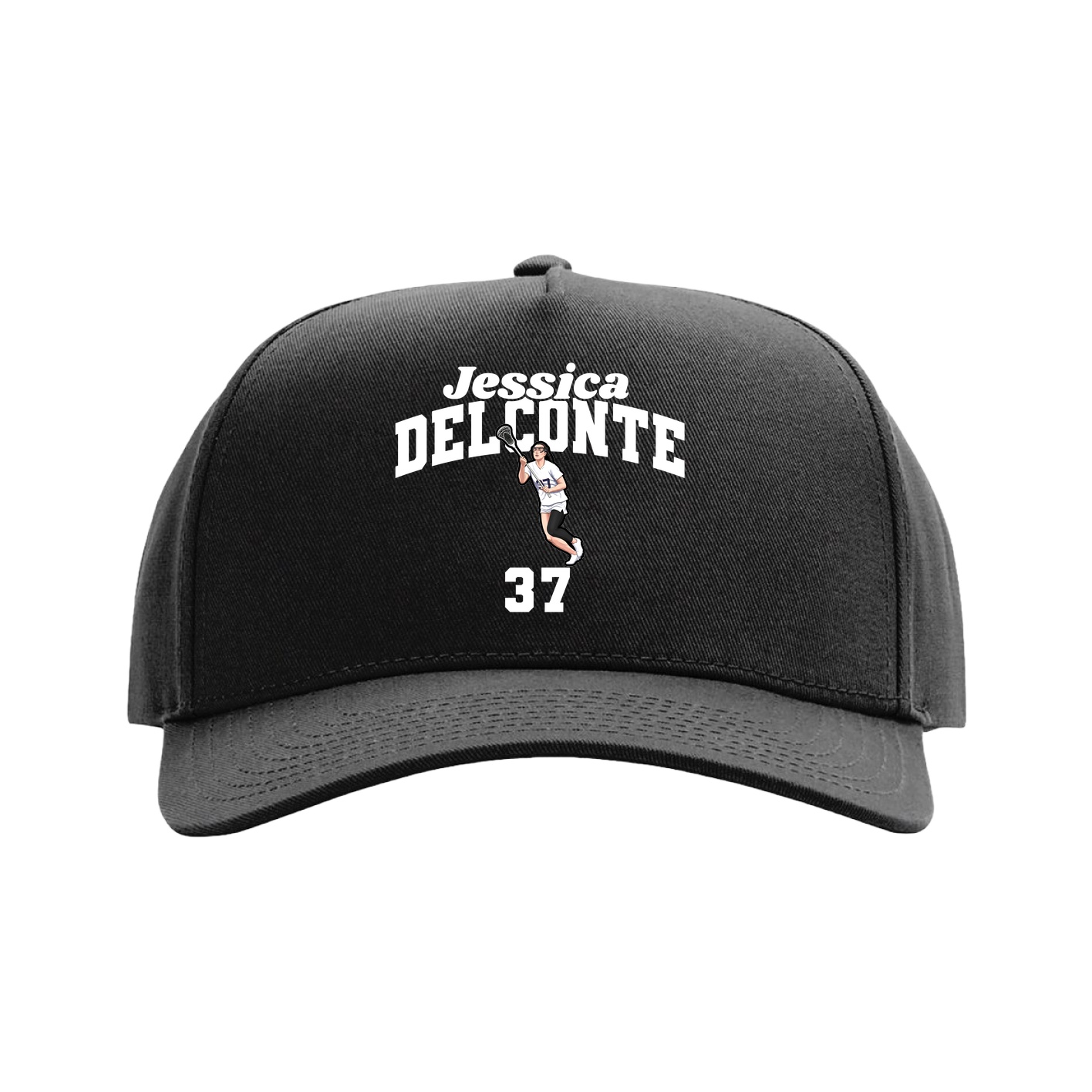 Full Fabric Five-Panel Champ Cap — Signature Arch in Black