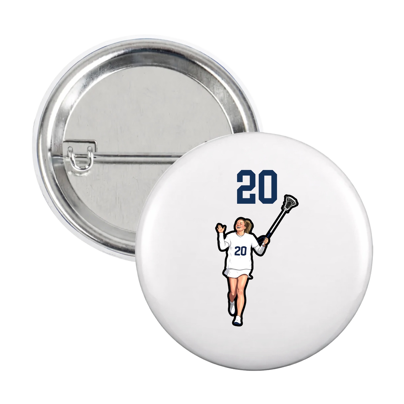 Game Day Button — Number Top in White