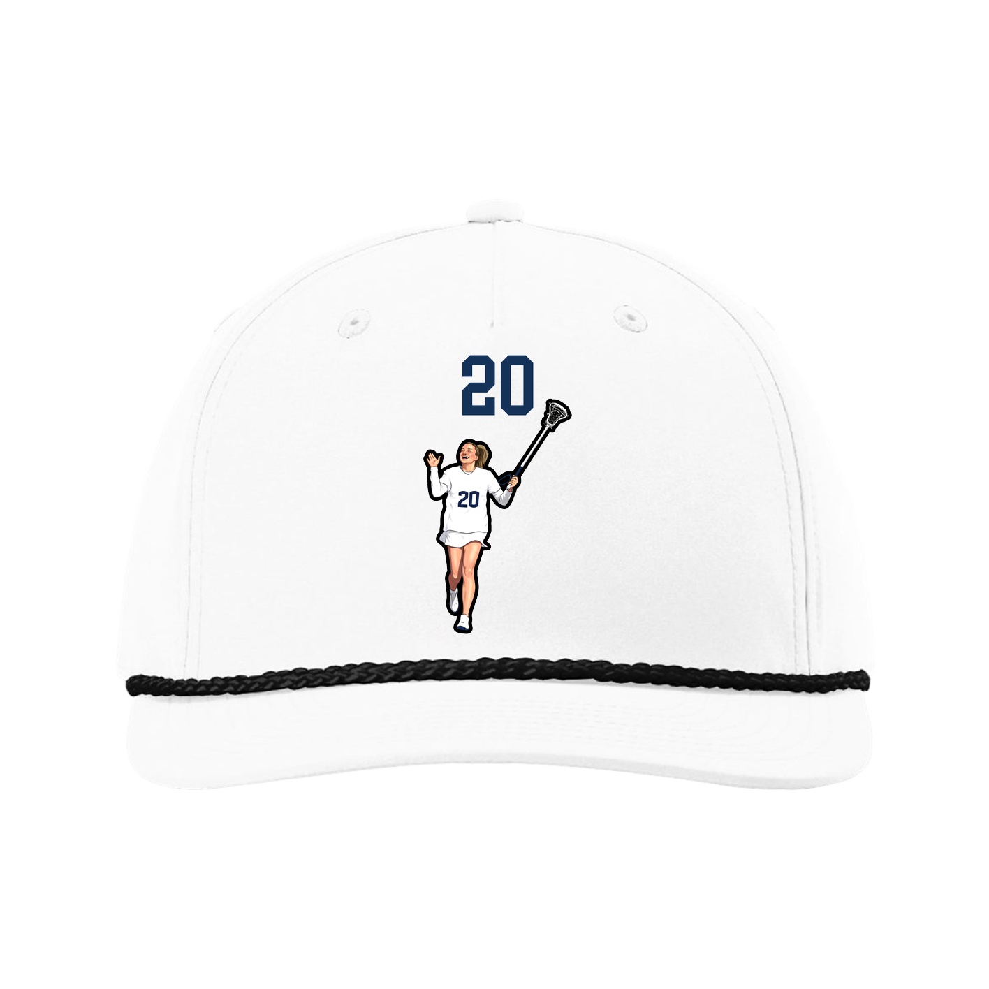 Five-Panel Classic Rope Cap — Number Top in White