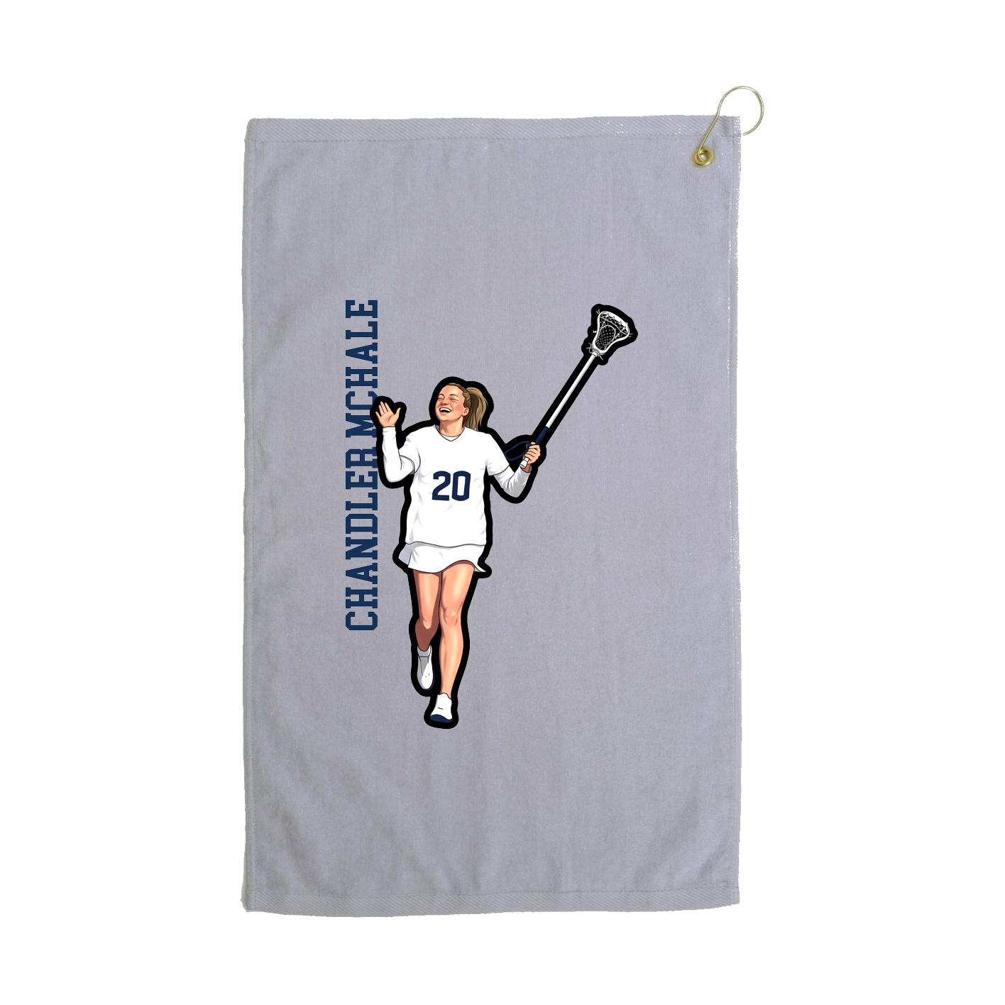 Golf Towel — Name Vertical in Grey