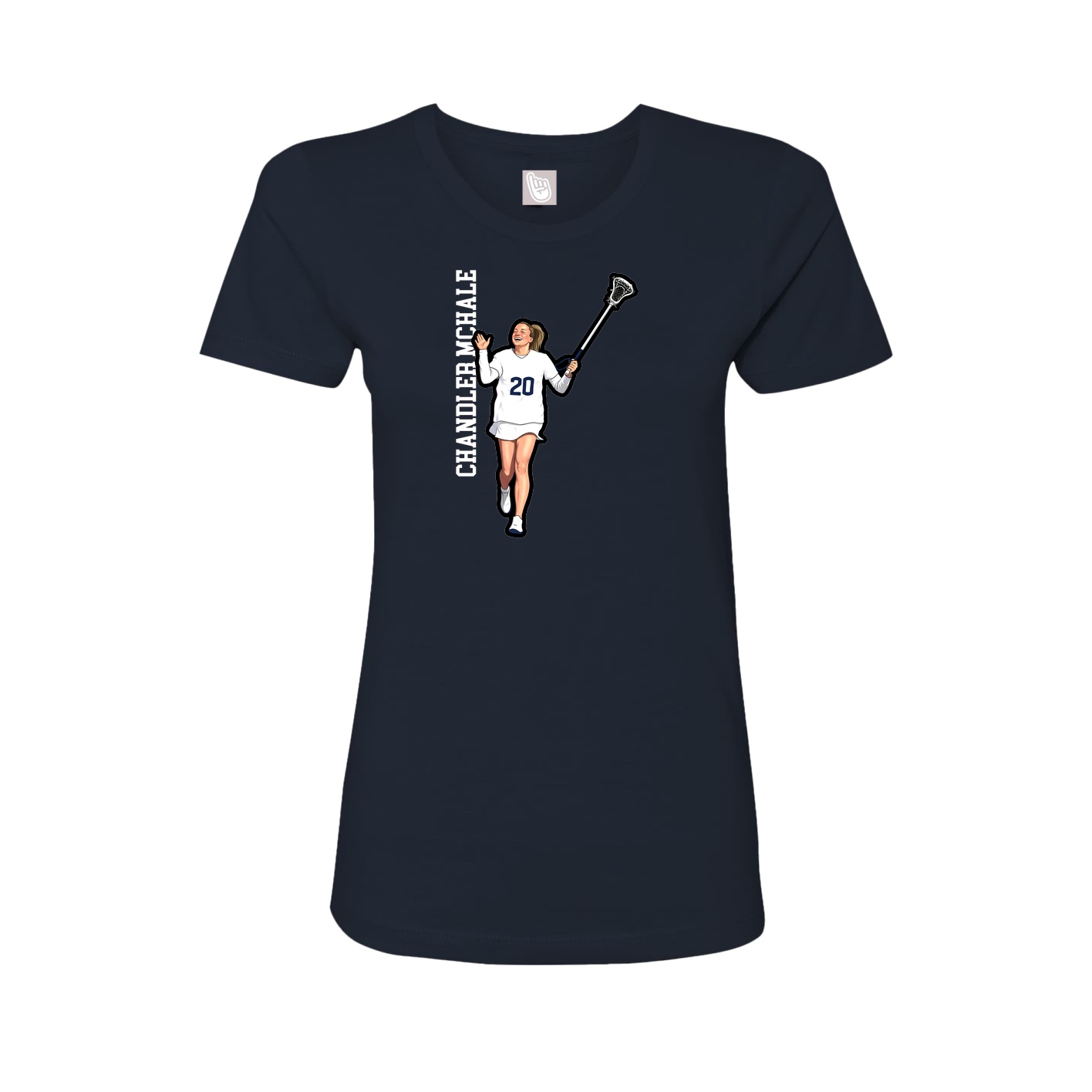 Fitted Women's Tee — Name Vertical in Navy