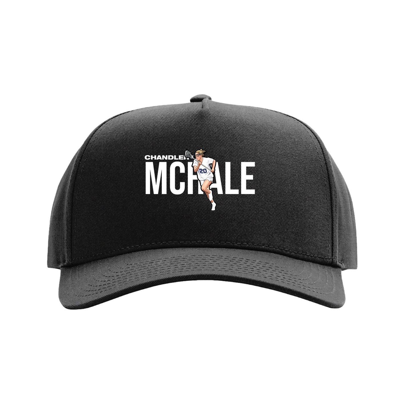 Full Fabric Five-Panel Champ Cap — Player Name in Black