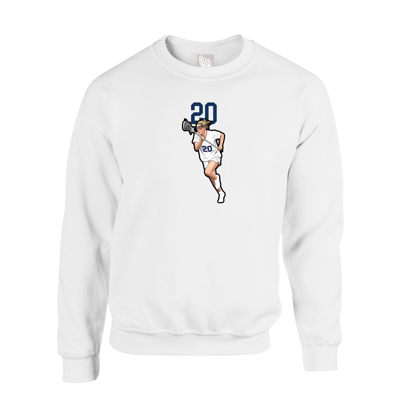 Fleece Crew — Number Top in White