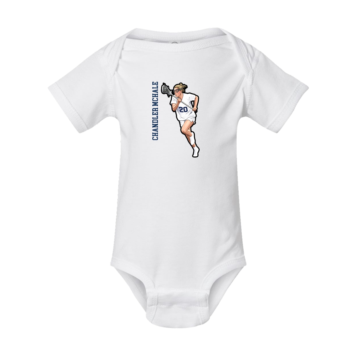 Baby Onesie — Name Vertical in White