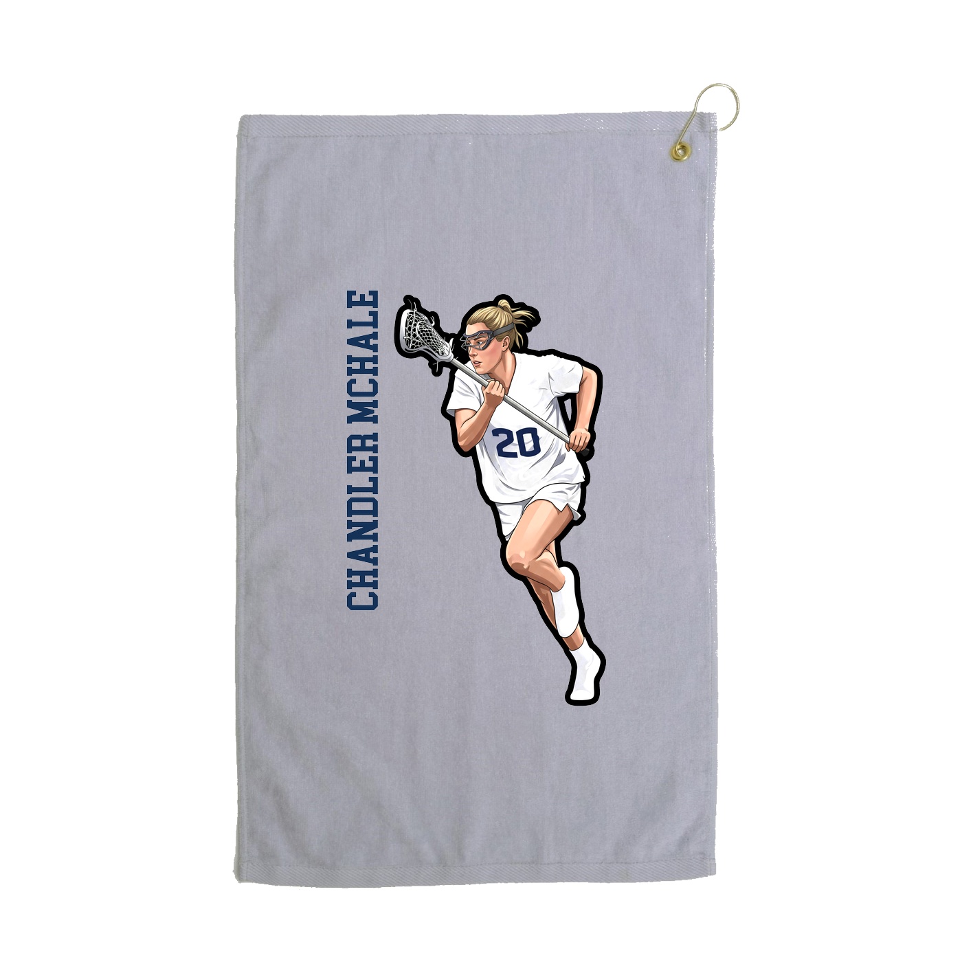 Golf Towel — Name Vertical in Grey