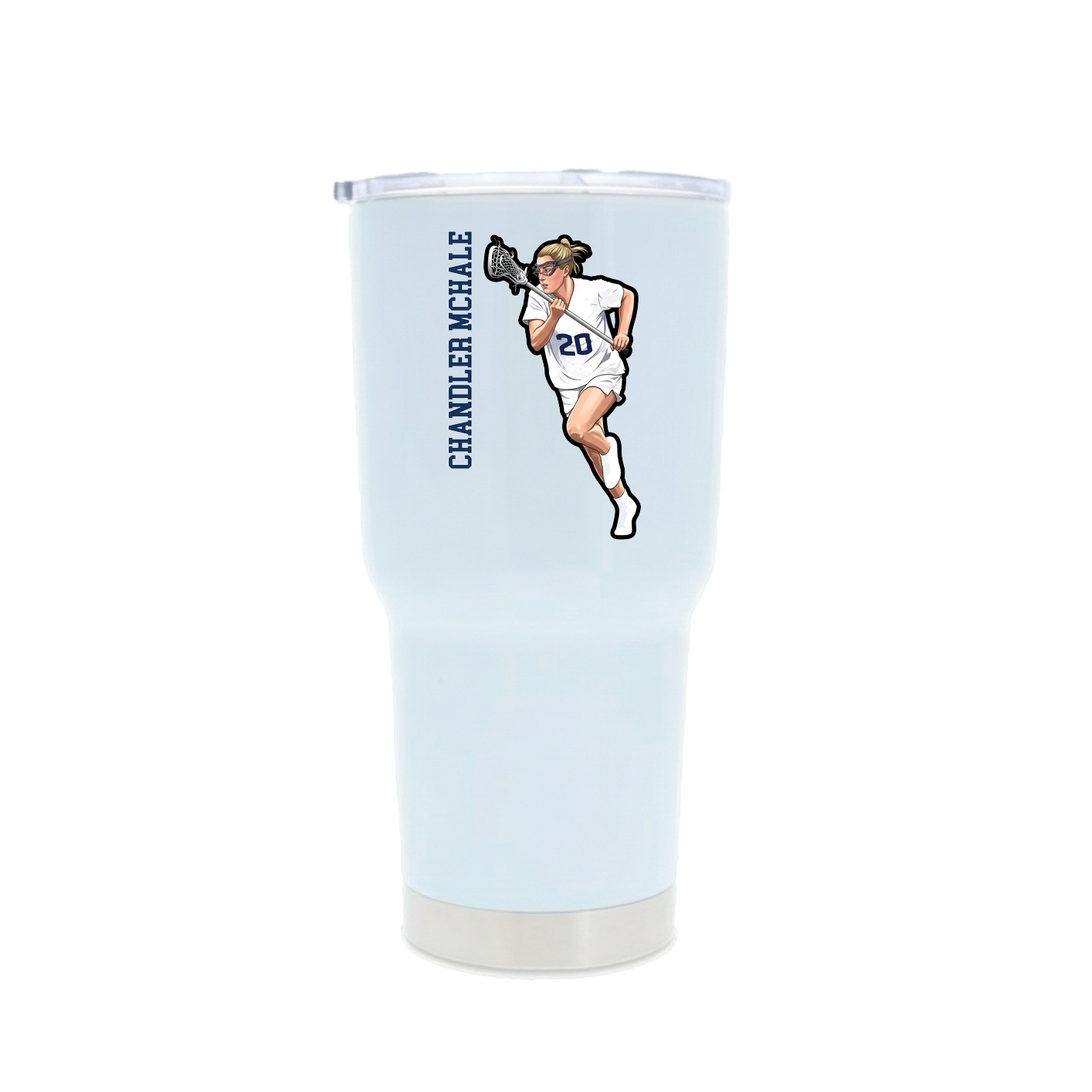 30oz Stainless Steel Tumbler — Name Vertical in White