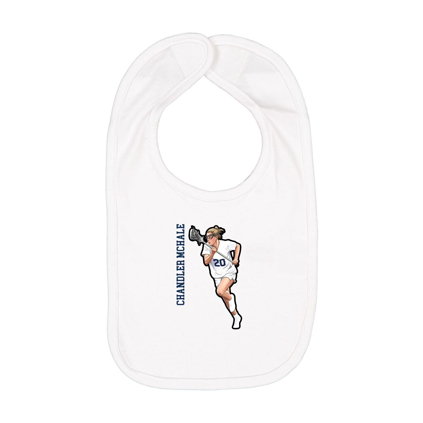 Infant Bib — Name Vertical in White