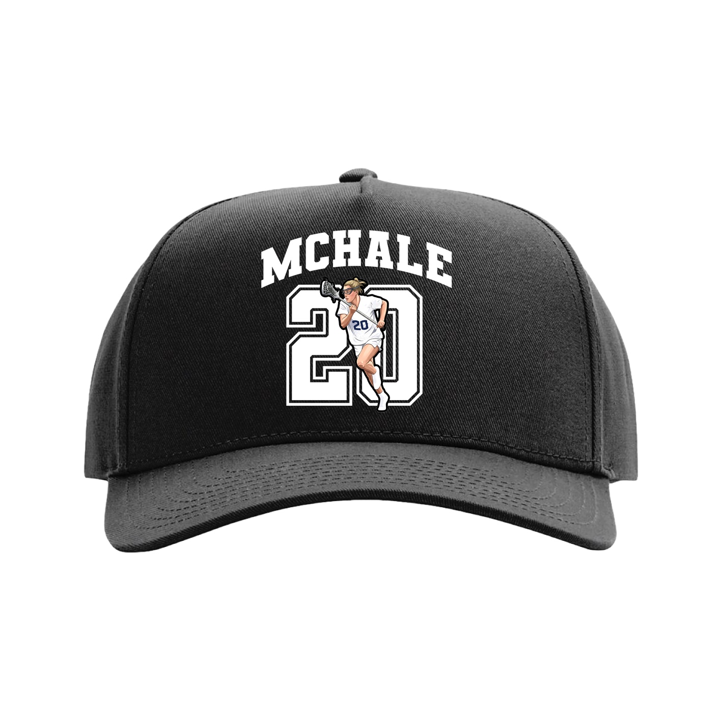Full Fabric Five-Panel Champ Cap — Number in Black