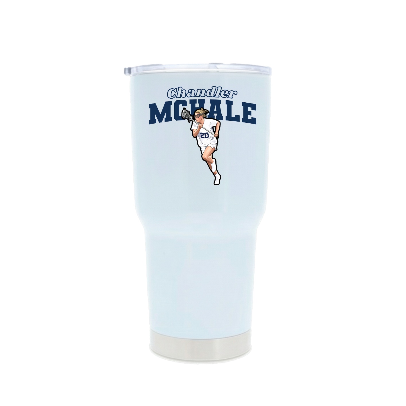 30oz Stainless Steel Tumbler — Name Arch in White