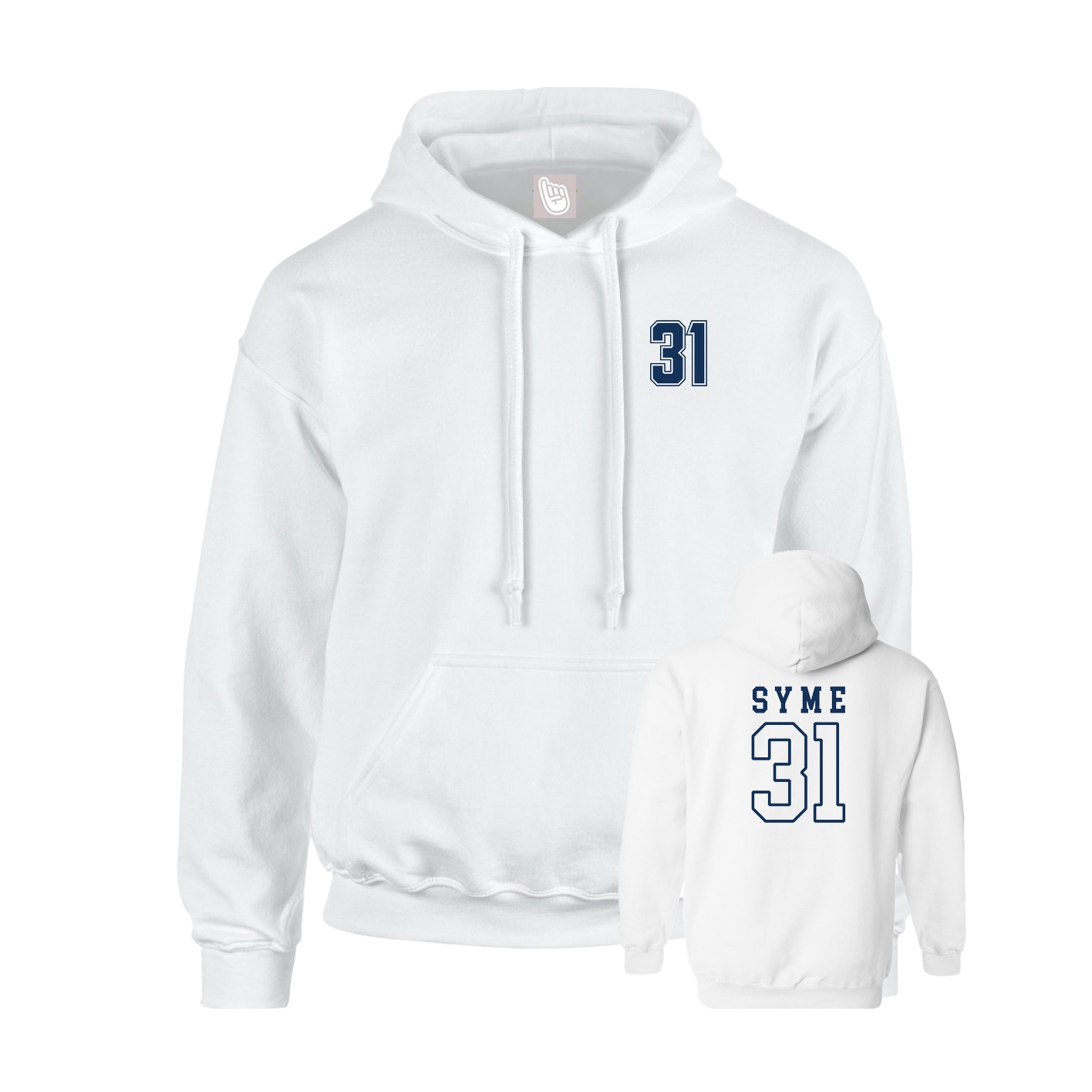 Youth Hoodie — Chest Back in White