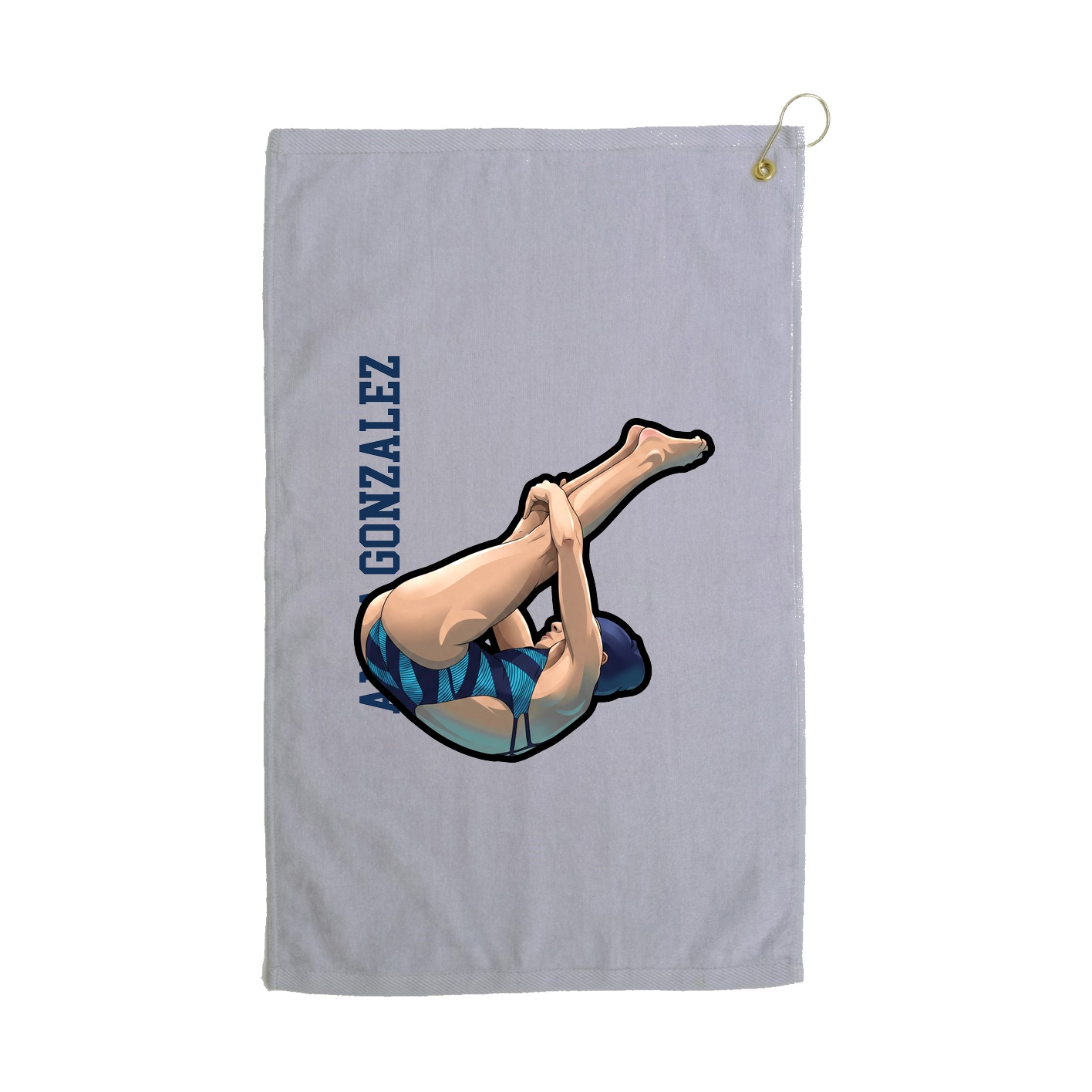 Golf Towel — Name Vertical in Grey