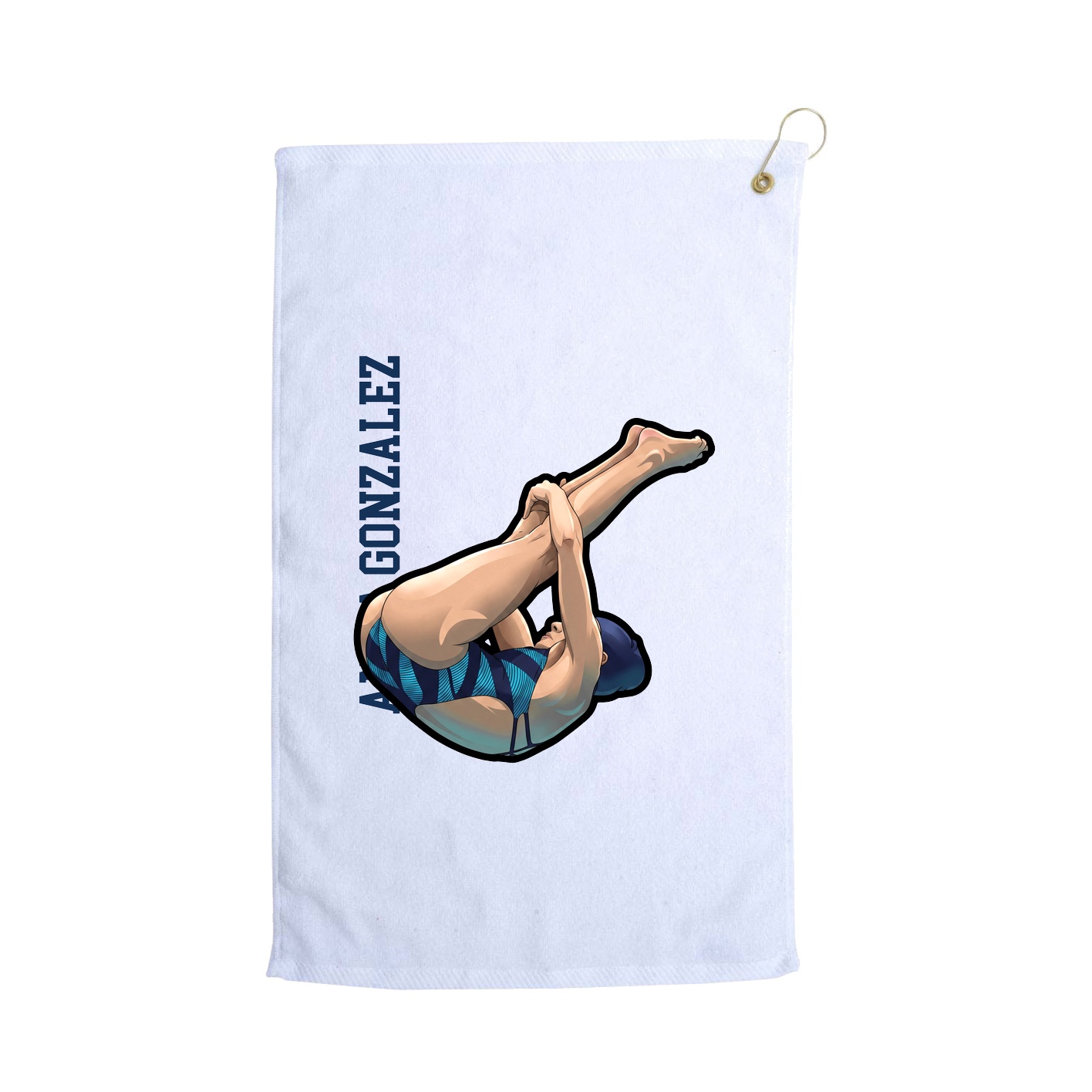 Golf Towel — Name Vertical in White