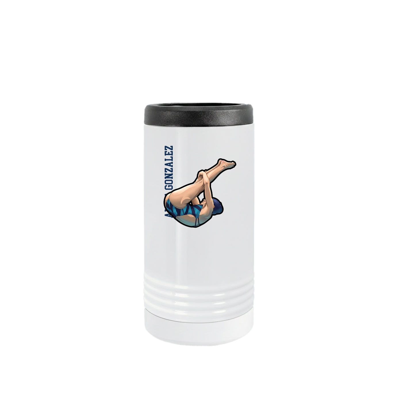 Slim Beverage Holder — Name Vertical in White