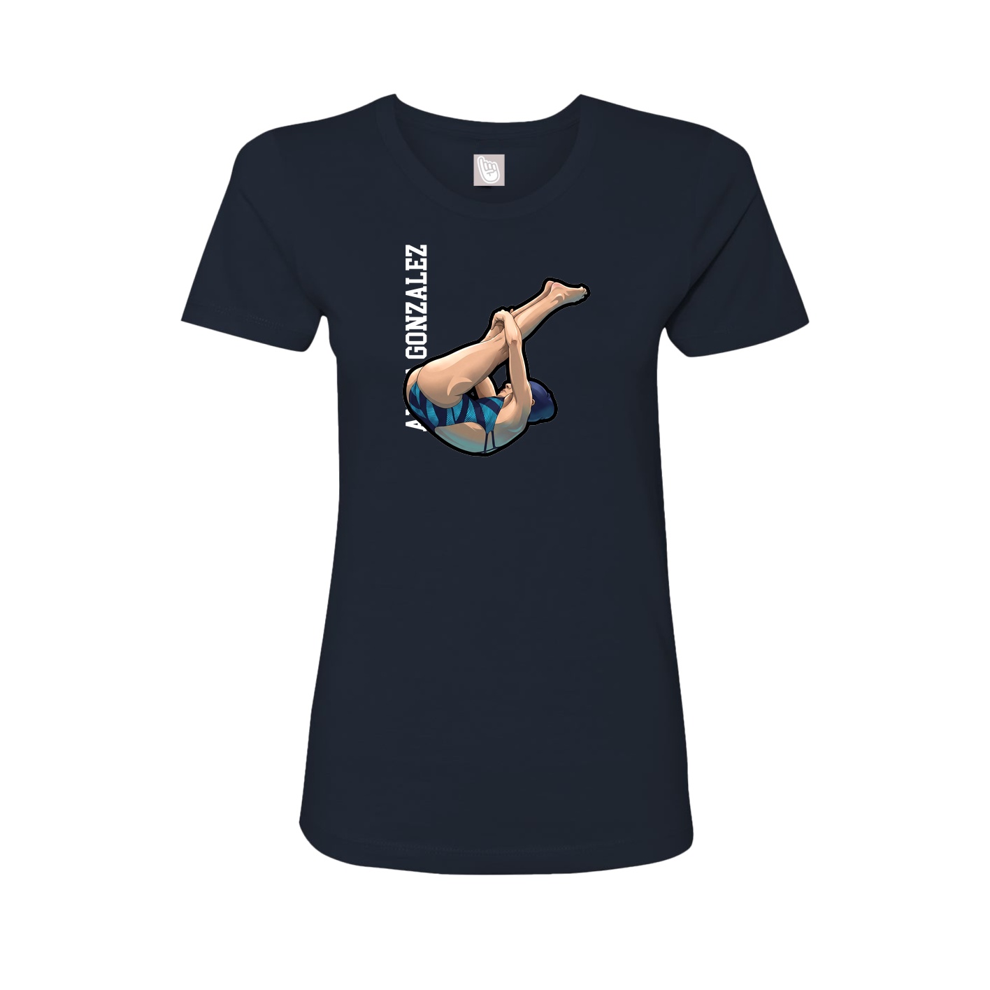 Womens Tee — Name Vertical in Navy