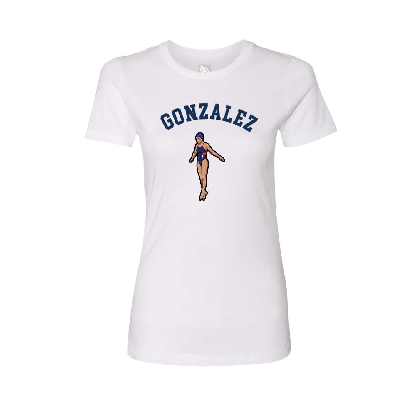 Fitted Women's Tee — Shirsey Arch in White