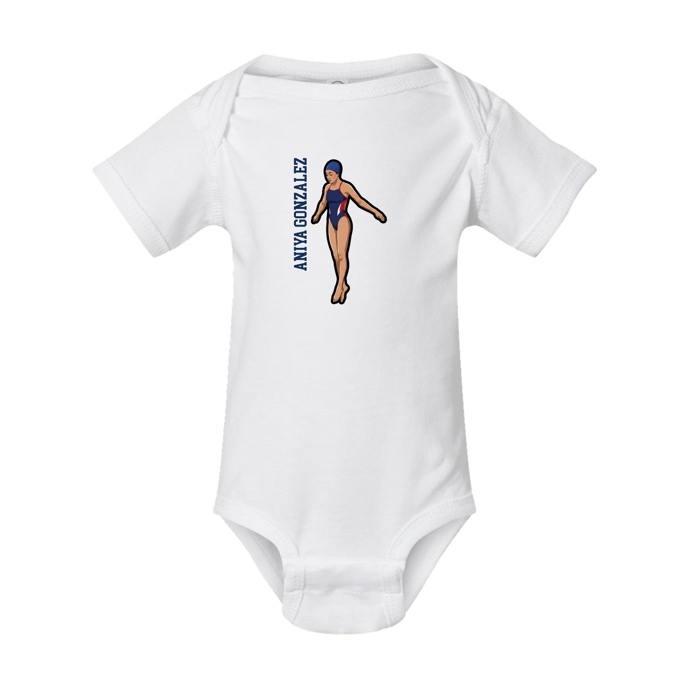 Baby Onesie — Name Vertical in White