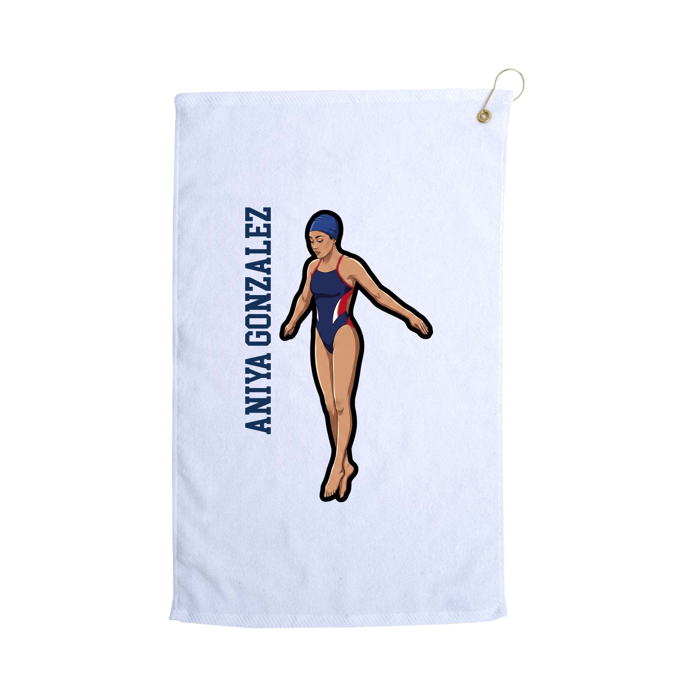 Golf Towel — Name Vertical in White