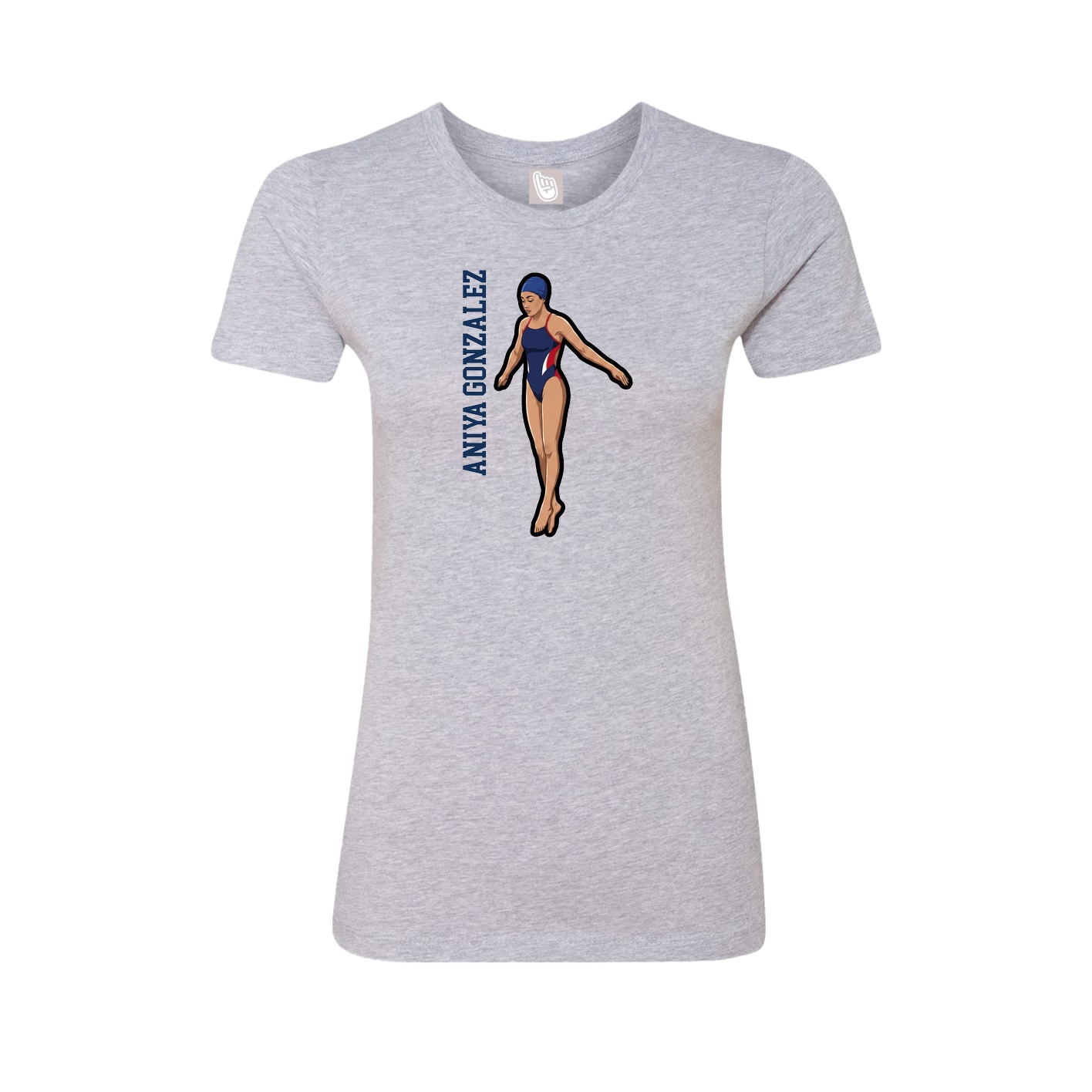 Fitted Women's Tee — Name Vertical in Grey
