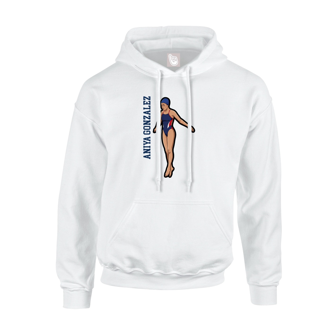 Youth Hoodie — Name Vertical in White