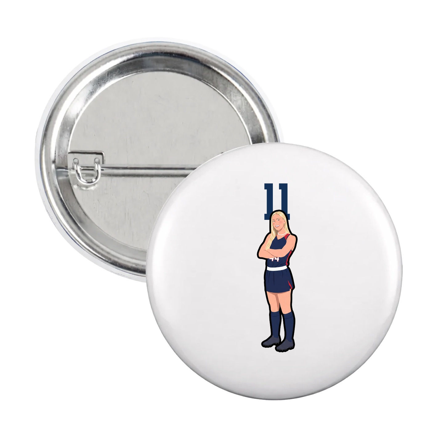 Game Day Button — Number Top in White