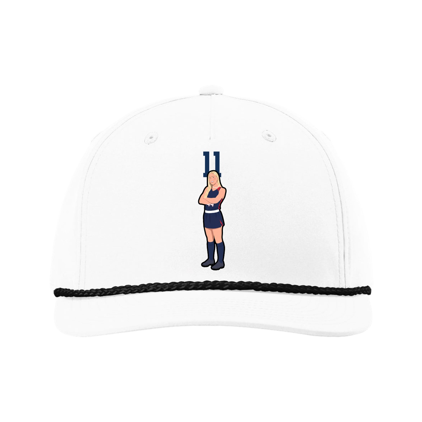 Five-Panel Classic Rope Cap — Number Top in White
