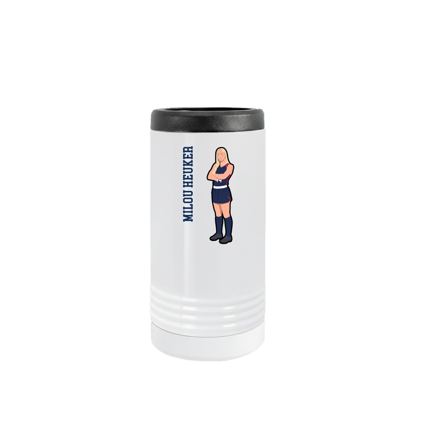 Slim Beverage Holder — Name Vertical in White