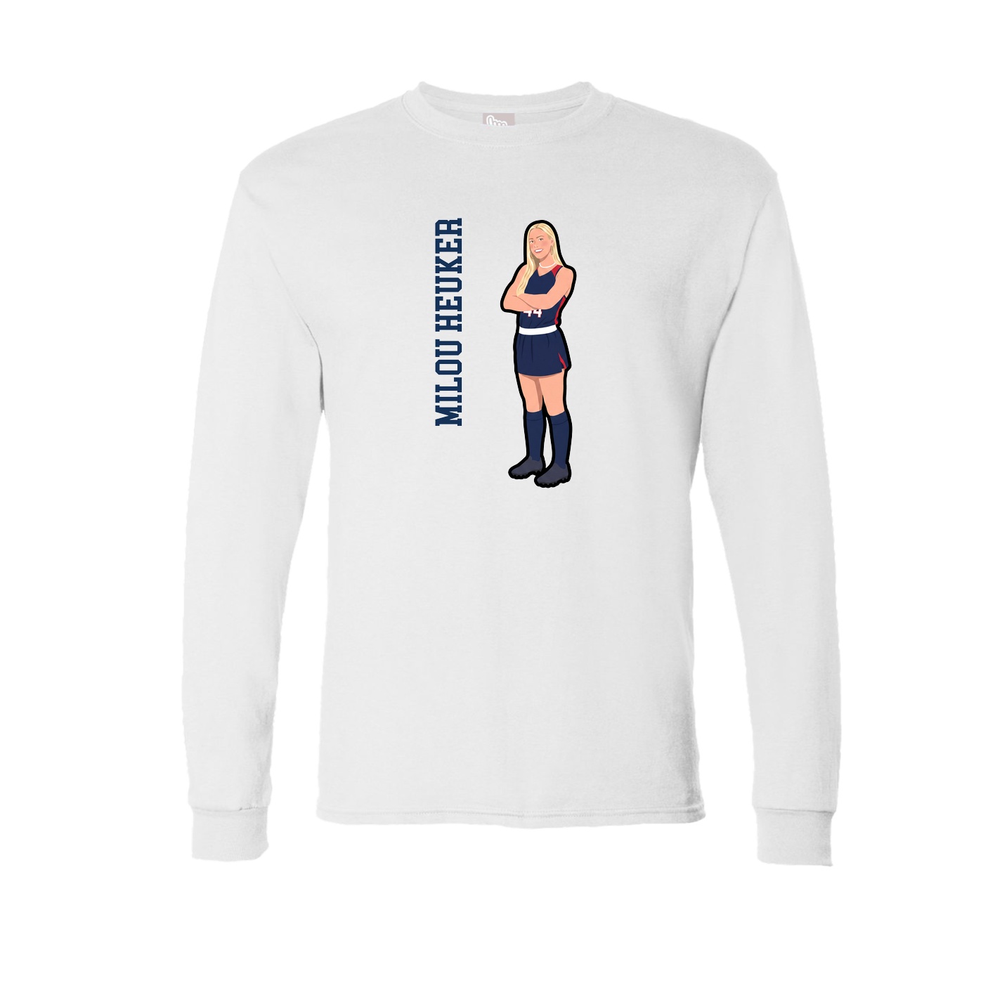 Long Sleeve Tee — Name Vertical in White