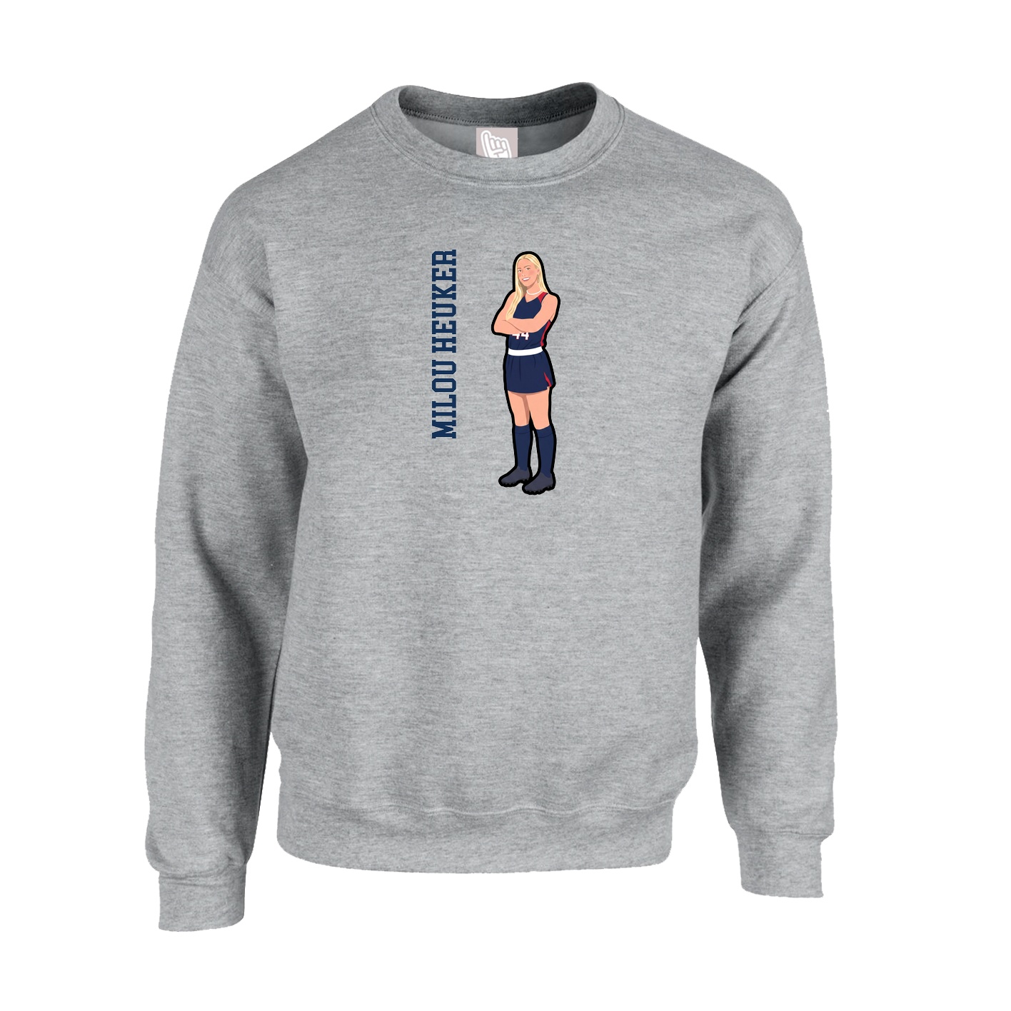 Fleece Crew — Name Vertical in Grey