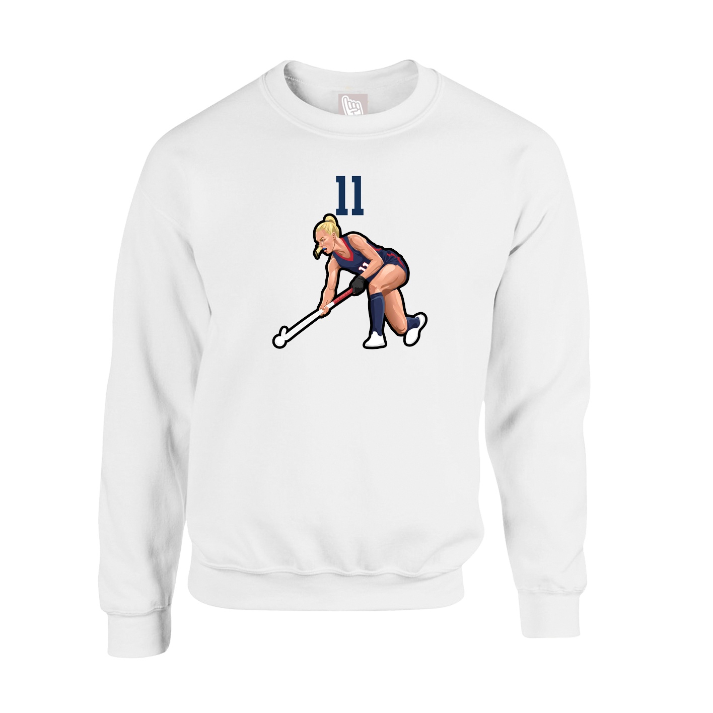 Fleece Crew — Number Top in White