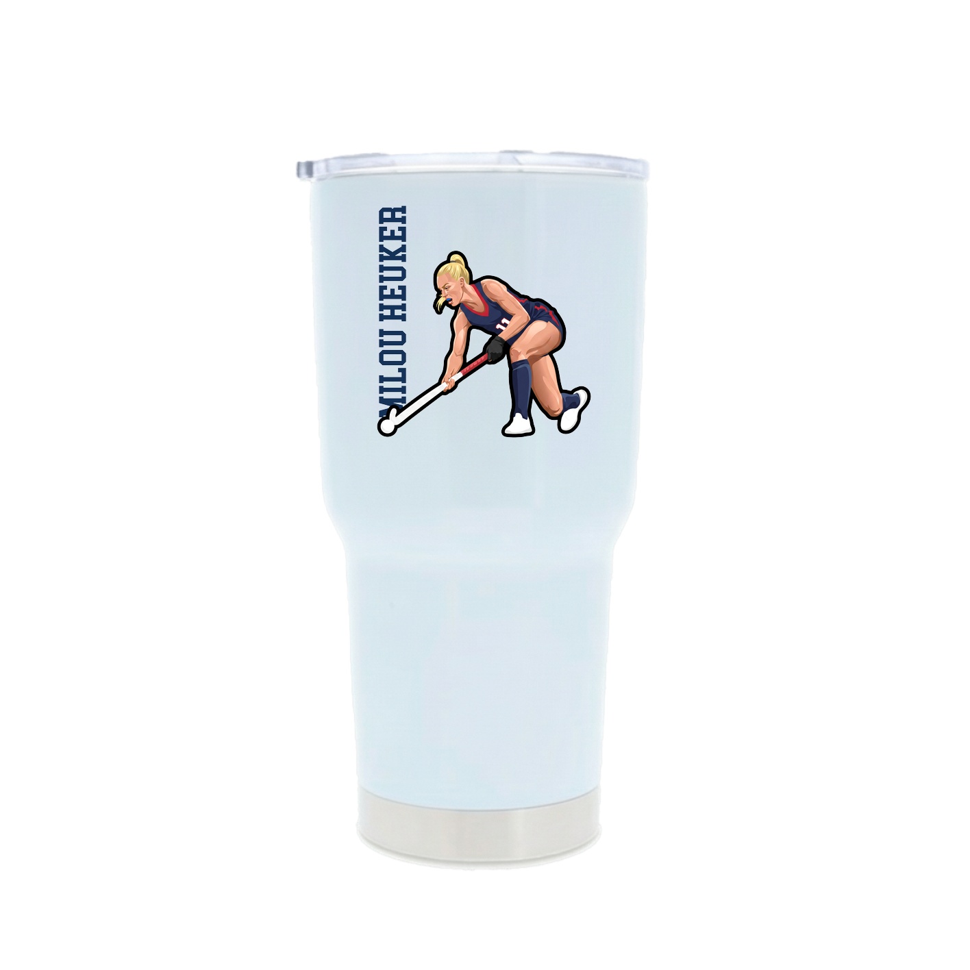 30oz Stainless Steel Tumbler — Name Vertical in White