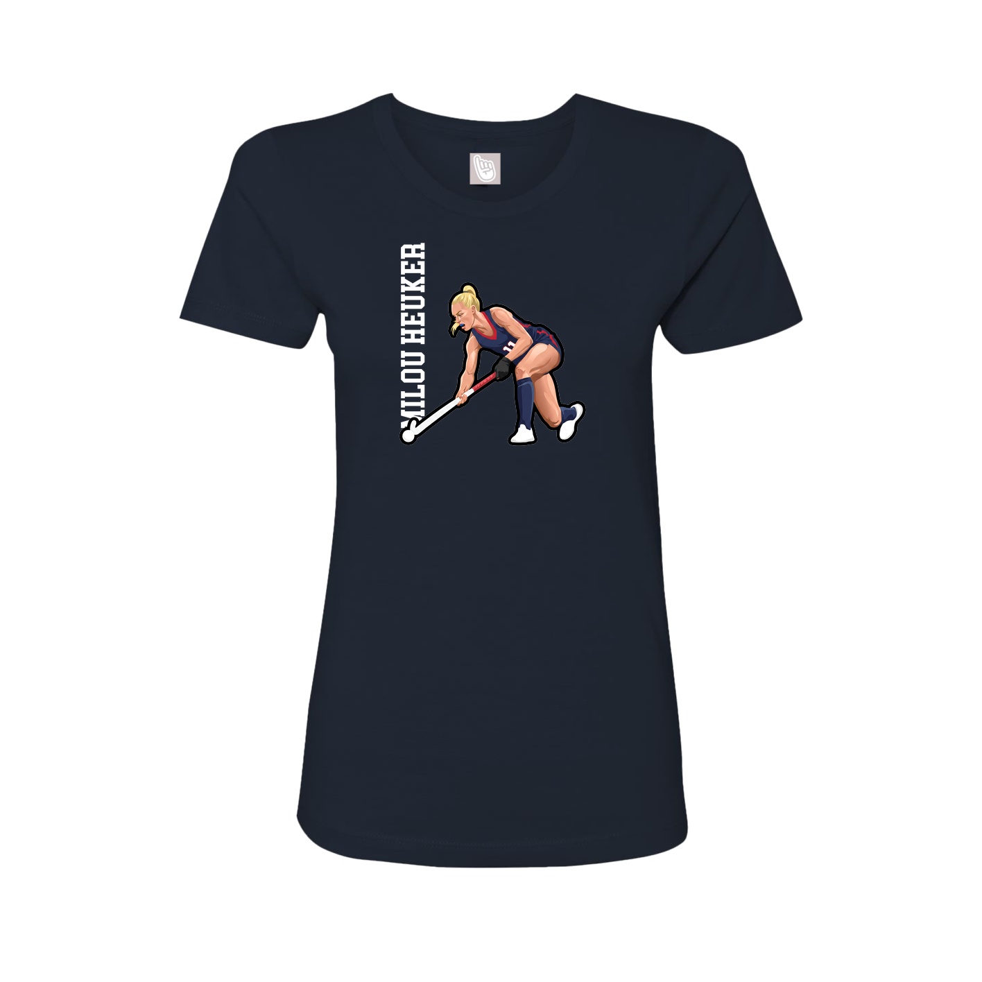 Fitted Women's Tee — Name Vertical in Navy