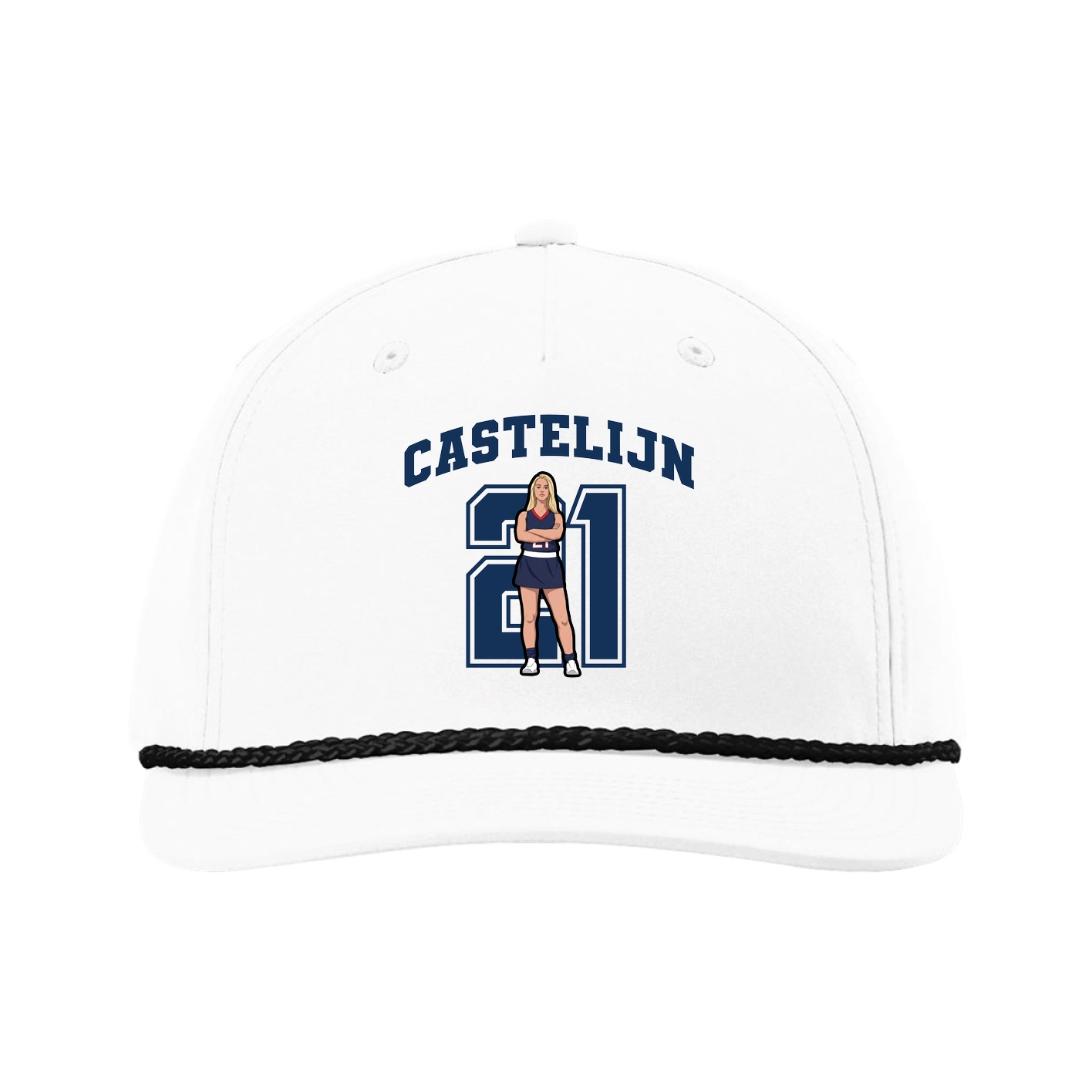 Five-Panel Classic Rope Cap — Number in White