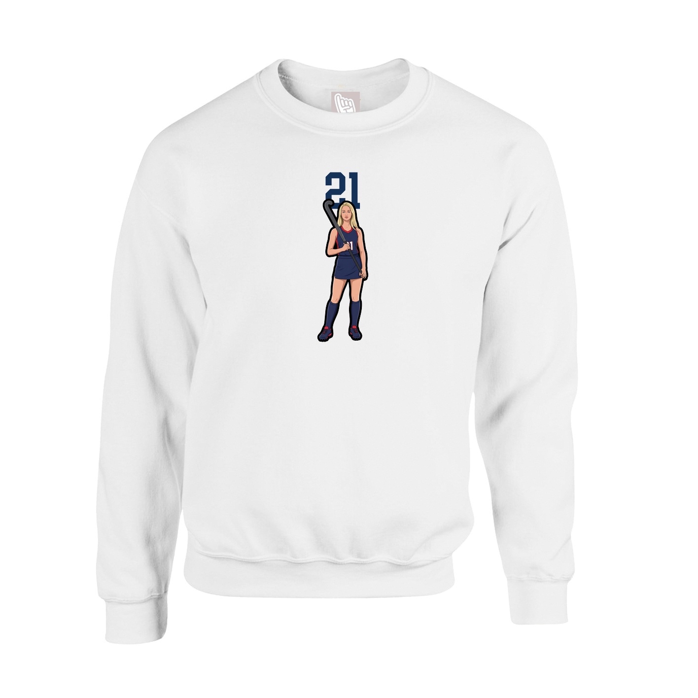 Fleece Crew — Number Top in White