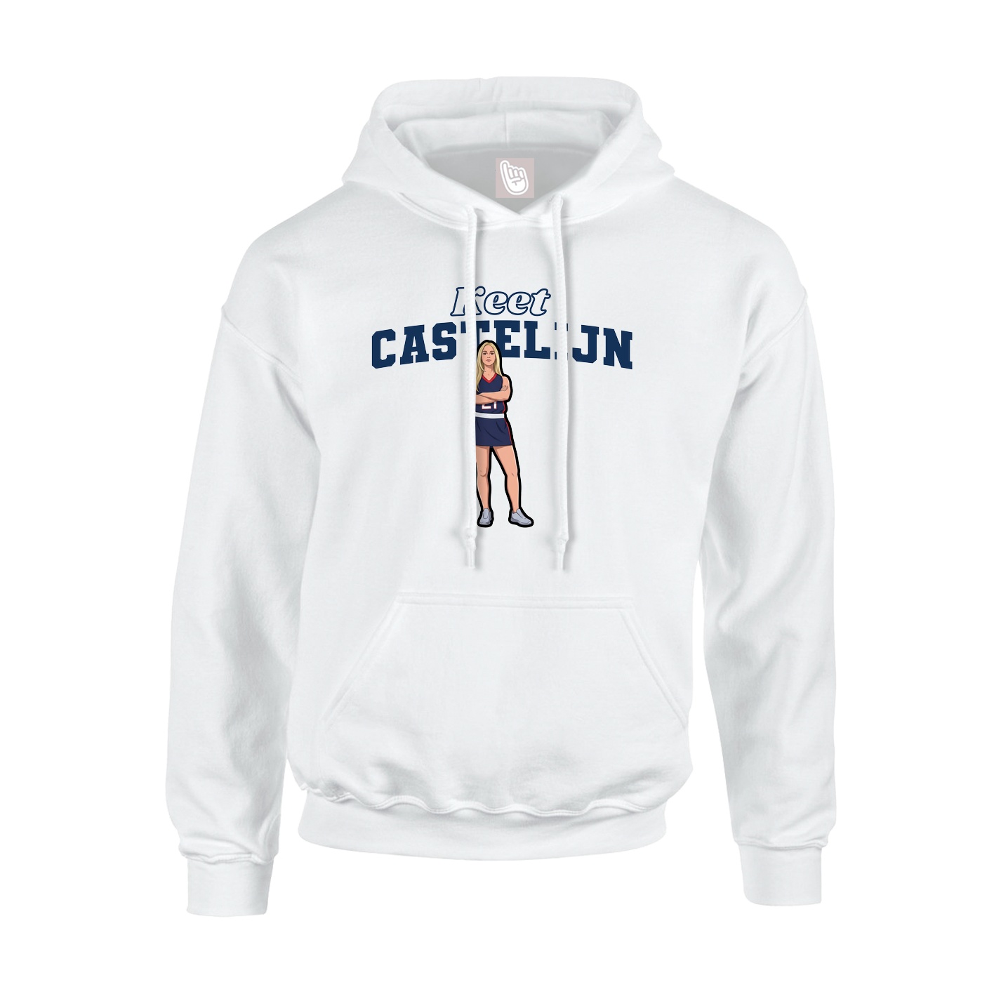 Youth Hoodie — Name Arch in White