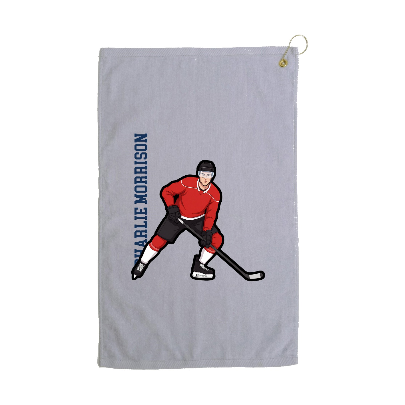 Golf Towel — Name Vertical in Grey
