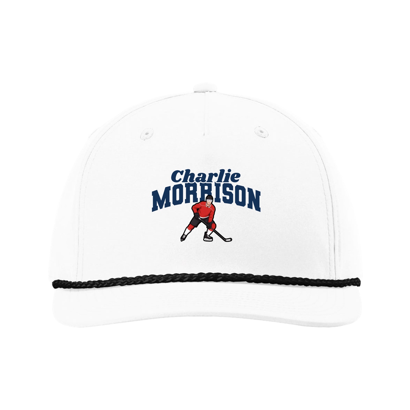 Five-Panel Classic Rope Cap — Signature Arch in White
