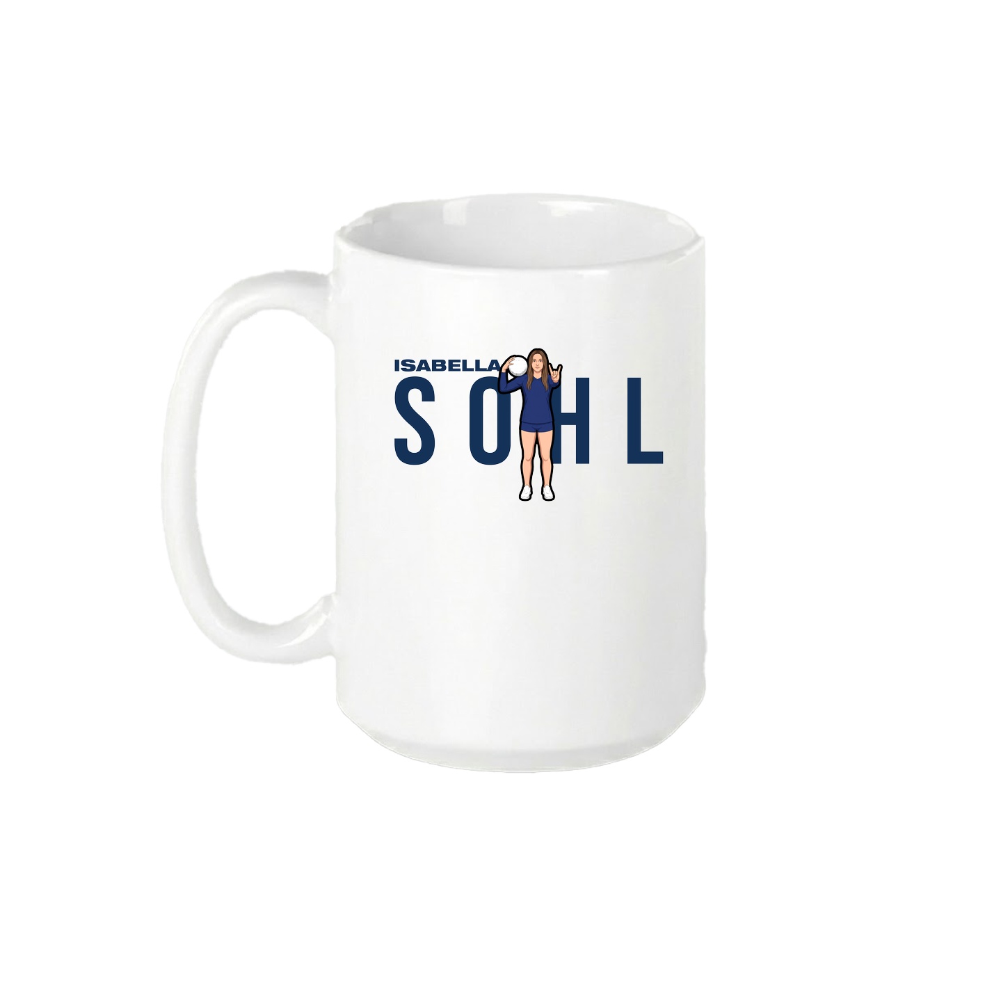 15oz Coffee Mug — Player Name in White