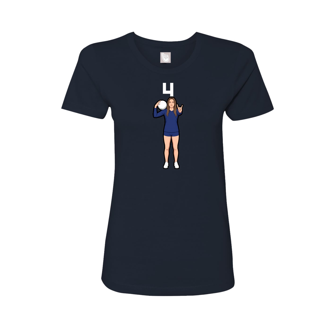 Fitted Women's Tee — Number Top in Navy