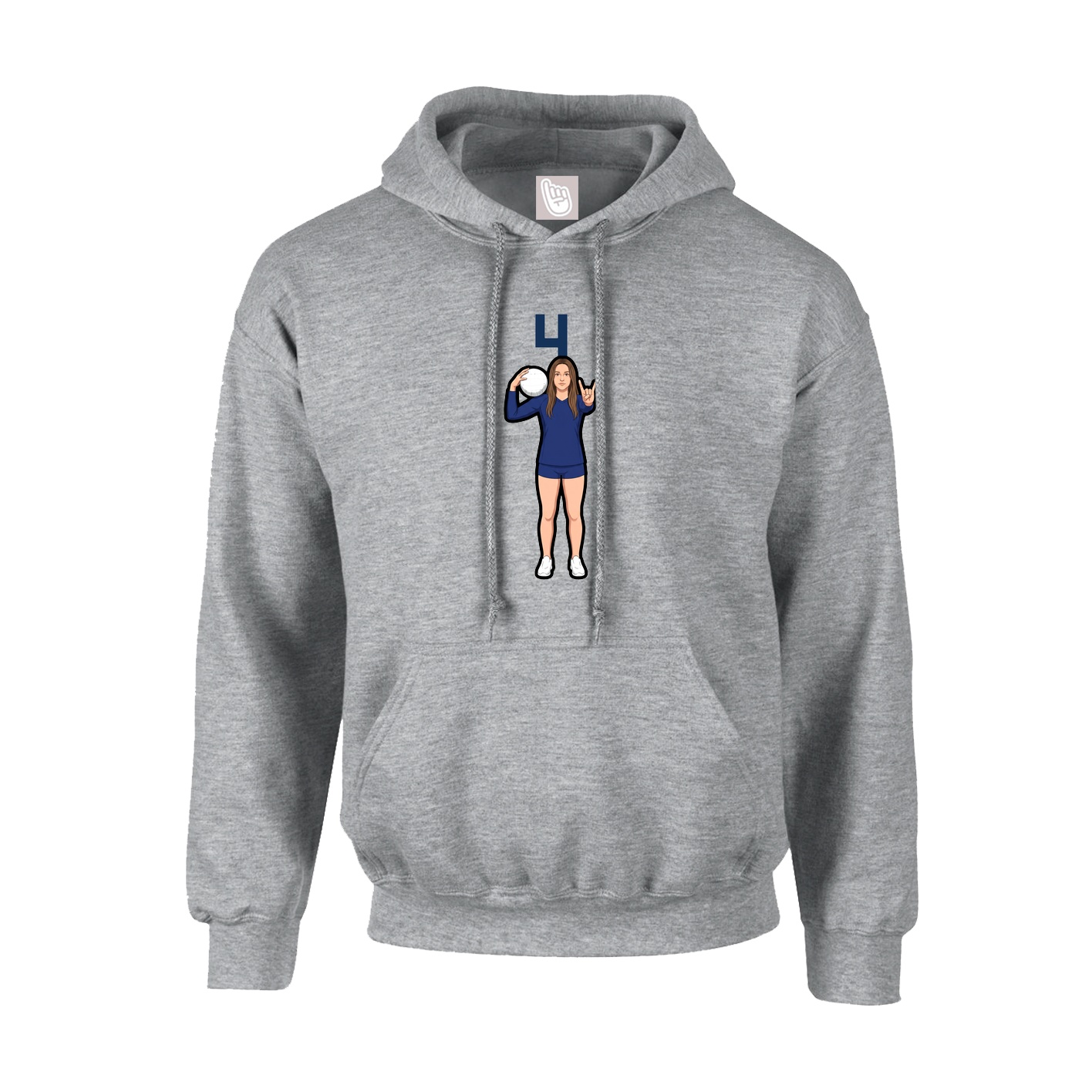 Hoodie — Number Top in Grey