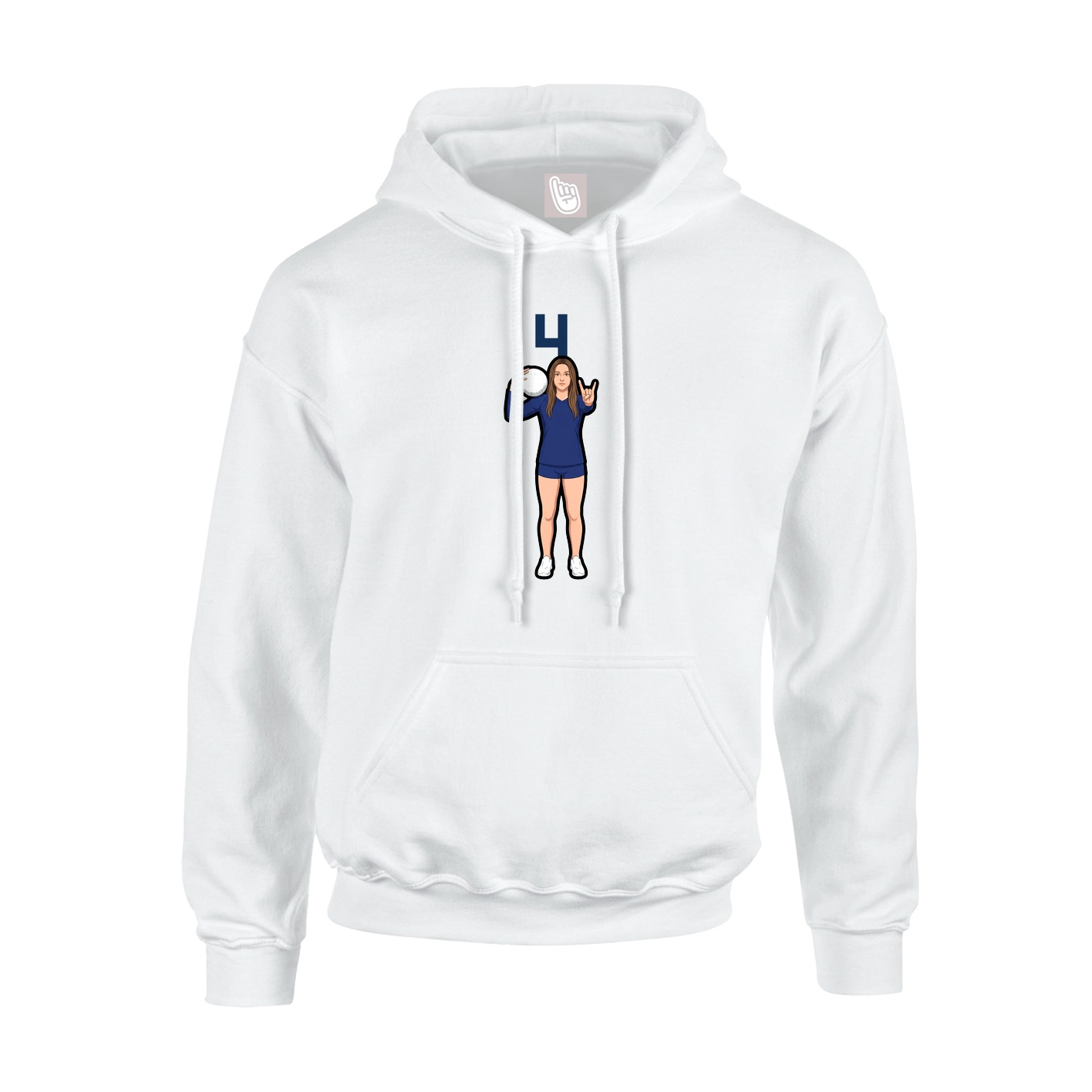 Youth Hoodie — Number Top in White